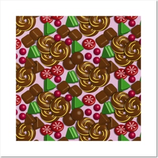 Chocolates And Sweets Pattern Art Posters and Art